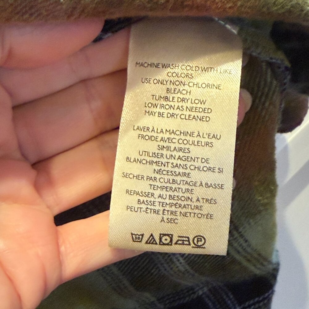 We The Free Womens Large Olive Plaid Oversized Cargo Snap Shirt/Jacket XS - Picture 4 of 6